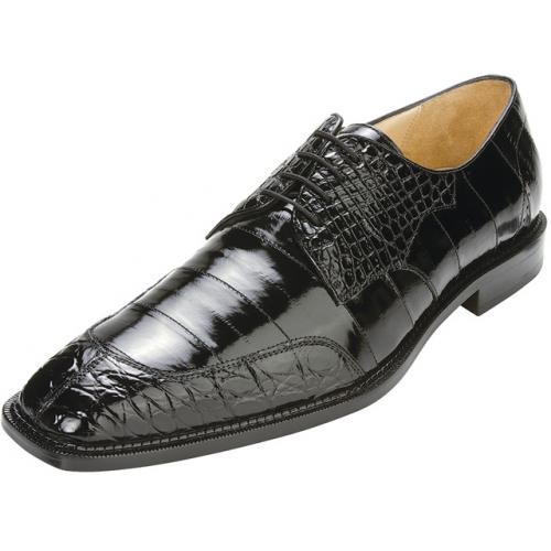 Belvedere "Cane" Black Genuine Crocodile / Eel shoes